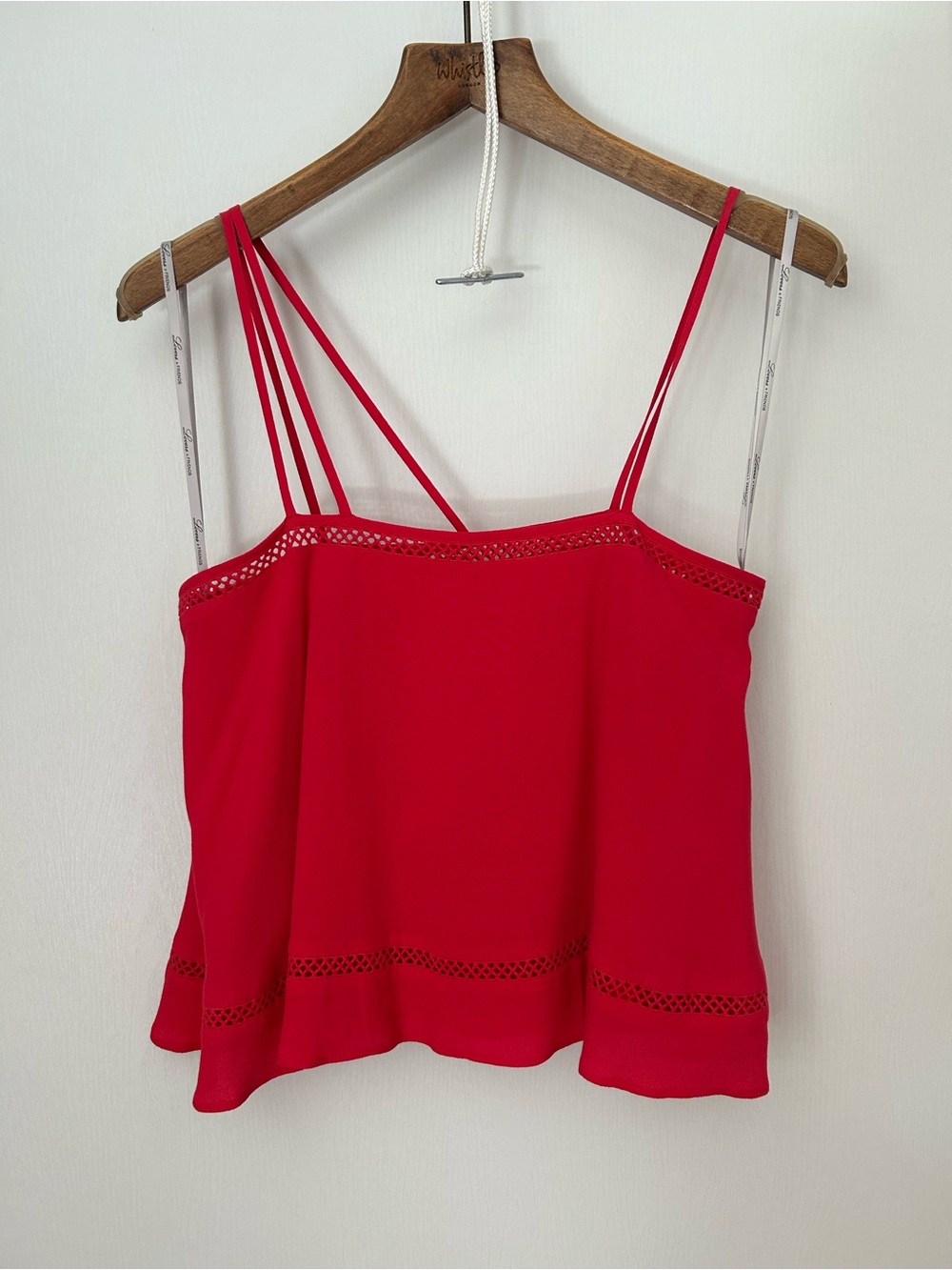 Lovers + Friends Red Strappy Eyelet-Trim Camisole